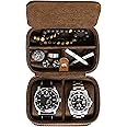ROTHWELL Double Watch Travel Case Storage Organizer for 2 Watches | Tough Portable Protection w/Zipper Fits All Wristwatches & Smart Watches Up to 50mm