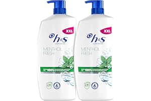 H&S Menthol Fresh Champú Anticaspa 2x1000ml con Dispensador, para Uso Diario. Hasta 100% de Protección Anticaspa, Clínicamente Probado. Para Todo Tipo de Pelo y Cuero Cabelludo Frescor, Aroma a Mentol