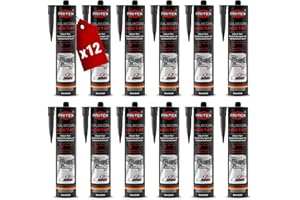 PRITEX – Sanitär Silikon anthrazit 12x 300 ml zum Abdichten & Verfugen – Acetat für Bad, Dusche & WC – wasserdicht, langlebig & schimmelresistent – Fugendichtmasse mit sehr guter Haftung