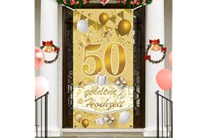 BUBUNY 50 Jubiläum Banner für Goldhochzeit Deko, Gold Hochzeit 50 Jahre Jubiläum, Goldene Hochzeit Deko Party Deko für Innen Außen Garten 90 * 180cm