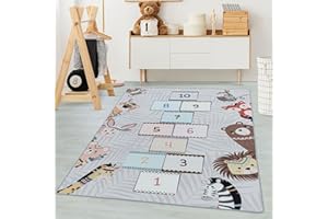 CARPETSALE24 Tappeti per bambini, colore grigio, gioco della campana, 105258, tappeto rettangolare, Tappeti camera dei bambini, 160 x 230 cm