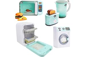 infunbebe Kids Toy Kitchen Play Set Super Chef My First Microwave - Toaster - Washing Machine - Kettle - Dishwasher