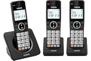 VTech EA5002 DECT Cordless Phone with Nuisance Call Blocker,Easy-to-Read Backlit Display,Landline Phone with 18 Hours Talk-time,Volume Booster,Handsfree Speakerphone,Speed Dial,3-Handset