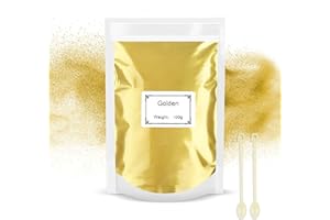 ROUCLO 100g Polvo de Mica - Pigmento de Resina Epoxi, Tinte de Jabón Natural, Tinte en Polvo Metálico para Hacer Joyas, Bombas de Baño, Velas, Arte de Uñas (Oro)