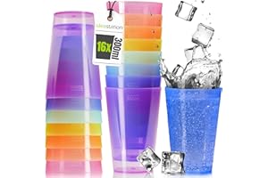 idea-station Mehrweg Plastikbecher 16 x 300 ml - bunt - wiederverwendbare Kunststoffbecher für Kinder - bruchsichere Party Becher aus Plastik - Partybecher aus Hartplastik