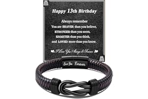 CheersLife 13-70th Birthday Gifts for Men, Birthday Gifts for Son Nephew Brother Grandson Dad Grandfather Uncle Boyfriend Husband Man, Knot Leather Personalized Bracelet Birthday Gifts for Him
