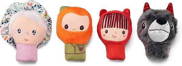 Lilliputiens - Set de marionetas de dedo Caperucita Roja - 4 personajes adorables para inventar historias - Juguete educativo - Marionetas de mano para niños - Juguete educativo - Desde 12 meses 83405 - 1
