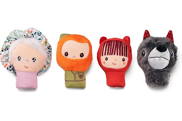 Lilliputiens - Set de marionnettes à Doigts Chaperon Rouge – 4 Personnages adorables pour Inventer des Histoires – Jouet éducatif - Marionettes à Main Bebe – Jeu d'éveil - Dès 12 Mois - 83405