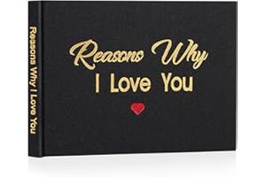 Miaikoe What I Love about You Fabric Book, Fill-in-the-Blank Love Journal Book for Couples Husband Wife Him Her Birthday Christmas Gifts Stocking Stuffer (Black)