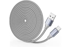 Ploiwue Cavo USB C extra lungo 5 m, controller PS5 cavo di ricarica in nylon USB tipo C, compatibile con Sony PlayStation 5 Samsung Galaxy S10/S9/S8 Plus, Note 10 9 8, A12 A50 A51 A51s, Switch, ecc