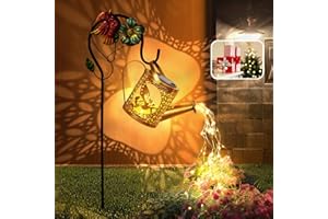 ACAJOE Solar Lights Outdoor Garden Ornaments Waterproof Upgraded Watering Can Lights with Crackle Glass Ball Hanging Fairy Lantern with Bracket for Patio Yard Lawn Decoratoins Unique Gift Ideas for Mum