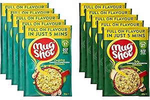 Mug Shot Instant Noodles Multipack Chicken & Mushroom Sweetcorn x5 Each Flavour Ready Meals Food & Snack, Quick Meal Pasta Low Fat Calorie Noodle Bulk, Ready in 5 Min, 10 packs total + Cheeroo Magnet