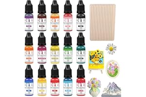 HCUNBSU Farbpigmente für Gießpulver, 15 x 10ml Farbe für Gießpulver mit 15 Rührstäbchen, Farbpigmente für Gips & Beton, Pigment auf Wasserbasis für Modellbau DIY & Kreativprojekte, Handwerk