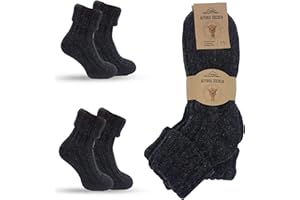 MOUNTREX® Skarpety z alpaki, skarpety wełniane dla kobiet i mężczyzn – skarpety zimowe, ciepłe skarpety domowe, skarpety termiczne, grube, 2 pary