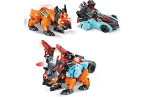Vtech Switch & Go Dinos - Combo Triceratops – 2in1 Dino-Auto-Spielfigur mit Simm-, Geräusch- und Lichteffekten – Inklusive Triceratops-Faktenkarte – Für Kinder von 3-8 Jahren
