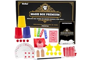 GIMIKOS Coffret Magie Enfant 7-12 Ans & Adultes Débutants | Boite Kit Magicien avec 50 Tours de Magie, Jeux, Cartes, Baguette & Accessoires | Mallette Cadeau Anniversaire & Noël