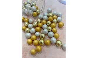 CAKE N BAKE 20mm Extra Large Shimmer Chocolate Balls Edible Cupcake Cake Topper Sprinkles (Gold Mix, Small Tub)