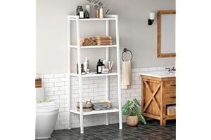 SogesHome Scaffale a Scaletta con Struttura di Metallo, Mobile Multifunzione, Assemblaggio Facile Regolabile per Adatto a Cucina, Casa, Bagno, 60 x 36 x 147 cm,SH-LXH-TJ60W