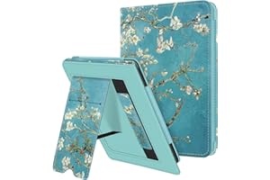 Fintie Etui z podstawką do Kindle Paperwhite 6,8" (11. generacji - 2021) i Kindle Paperwhite Signature Edition - wysokiej jakości skóra PU pokrowiec z gniazdem na karty i paskiem na rękę (ZZ- Kwiaty Migdałowe)