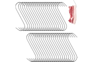 Kapokr 40 Stück Fleischerhaken S Haken Edelstahl 13cm Fleischhaken S-Haken Räucherhaken für die Fleischverarbeitung Metallhaken für Badezimmer, Schlafzimmer, Büro, Küche, Geschäft