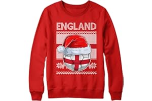 PURPLE PRINT HOUSE England Christmas Jumper Sweatshirt Unisex Boys and Girls Funny Santa Hat Flag with Football Xmas Fair Isle Ugly Sweater World Champions Gift Cup 2022