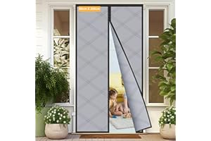 Sylken Thermo Türvorhang Kälteschutz 80 x 200 cm, Magnetischer Wärmeschutzvorhang für Türen Verdickter Oxford-Stoff Thermvorhang Tür, Winddicht Kälteschutzvorhang Für Balkontür/Terrassentür, Grau