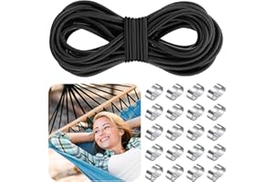 FARERKASS Gummiseil 10m, 8mm Expanderseil mit 20 Würgeklemmen, gummiseil für anhängerplane Gummischnur, gummiseil elastische gummischnur für Anhängerplane, Camping,Segeln Planenseil