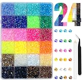 28800 Pieces Nail Rhinestones 24 Colors Sparkling Nail Art Decoration Including Wax Pen for Rhinestones and Rhinestone Picker