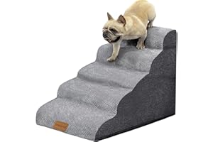Trhillsbrad Szerokie schody dla psów, 5 stopni, wysokość 62 cm dla małych psów, schody dla zwierząt z pianki o dużej gęstości, poszewka nadająca się do prania i antypoślizgowa podstawa