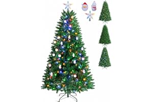 SINCHEREU Albero di Natale Pre-Illuminato, Artificiale Albero di 6ft con 350 Luci Incorporate, 9 Modalità Luce, 1400 Rami Folti in PVC, Decorazione Natalizia con Supporto in Metallo