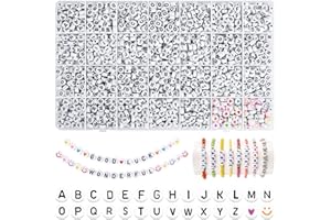 I LOVE MOM 2000 Stück Perlen zum Auffädeln, Buchstabenperlen A bis Z Schwarz Bunt Herzperlen, Alphabet Perlen für Armbänder für DIY Armbänder Bastelset Schmuckherstellung