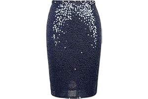 keland Donne Sexy Gonna a Tubino con Paillettes Alta Vita Glitter Bodycon Gonne Midi Abito da Cocktail