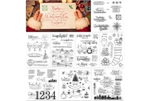 ‎DPKOW DPKOW 125+pcs Deutsch Weihnachten Klare Stempel Silikon, Frohe für DIY Karte Scrapbooking Basteln, Weihnachtsbaumkugeln Pinguin Schneeflocke Weihnachtsmann