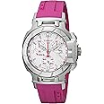 Tissot Women's T0482171701701 T-Race White Dial Pink Silicone Strap Watch