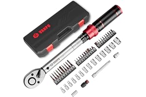 VANPO Clé Dynamométrique 1/4'', 3-25Nm Clé Dynamométrique Vélo, Précision ±3%, 49 Pièces Kit D'entretien avec Douilles Allen, Barre D'extension 75mm, 1/4"-3/8" Adaptateur, 1/4" Bits Adaptateur