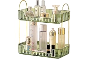 Baoswi 2 Tier-Green Makeup Organiser, Makeup Storage, Skincare Shelf Organiser, Perfume Organiser, Dressing Table Organiser, Spice Rack Organiser (Square)