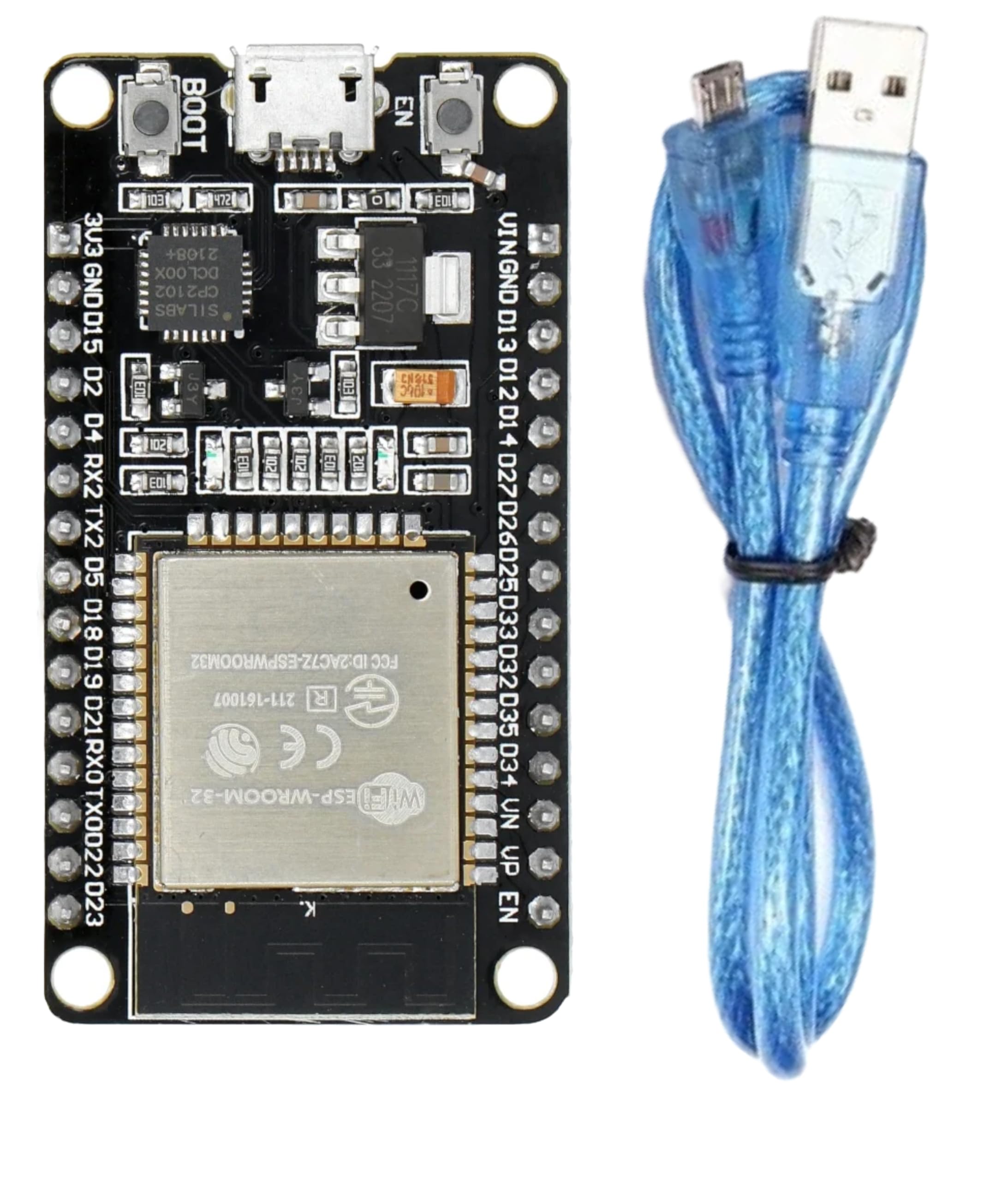 PAGALCODER | ESP32 Development Board | WiFi - Bluetooth Dual Core Chip | with Esp32 Compatible USB Cable | Smart Instruction Manual Inside | (Original ESP- Wroom-32)