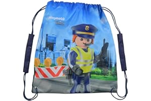 PLAYMOBIL City Action Sac de Gym en Polyester 38 x 35 cm, Motif : Police (Bleu) - 0126497