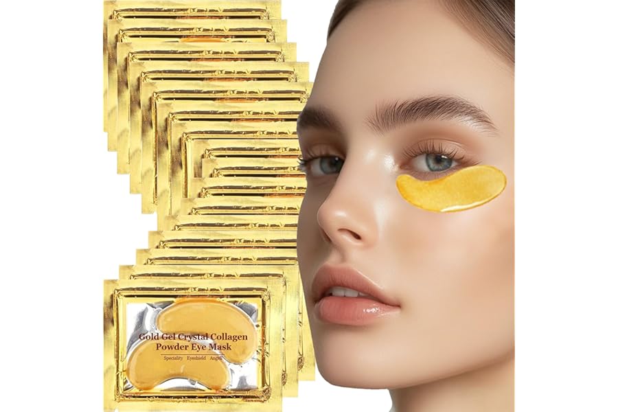 16 Pairs 24K Gold Eye Mask, Collagen Eye Gel Pads Under Eye Mask Patches for Remove Eye Bags, Puffiness & Wrinkles, Anti-Aging, Hydrating & Brightening Under Eye Collagen Patches