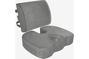 FORTEM Poduszka na krzesło biurowe i podparcie lędźwiowe do krzesła biurowego, poduszka lędźwiowa, poduszka siedziska z pianki memory, antypoślizgowe siedzisko i oparcie do grania, poduszka na krzesło