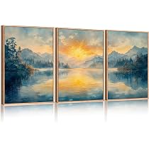 Mountain Wall Art Decor Set Of 3 Sage Green Forest Canvas Wall Art Prints Nature Landscape Wall Decor Watercolor Pine Tree Pictures Abstract Modern Painting For Living Room Bedroom 16x24 Inch Unframed