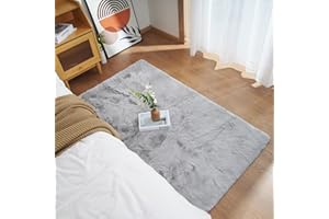 ‎GHOUSE Ghouse Teppich Rechteck 120x180 cm Grau Flauschig Weich Wohnzimmer Schlafzimmer Dekoration rutschfest Kurzflor Teppich Waschbarer Carpet