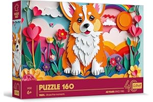 Trefl - Puzzle z Efektem 3D, Piesek - 160 Elementów - 40-lecie Trefl, Kolorowe Puzzle ze Zwierzętami, dla Dzieci od 6 lat