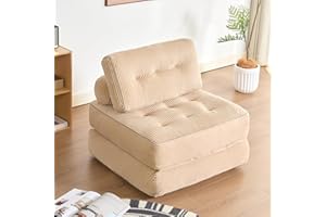 Litbird Sillón Cama Individual Plegable con Respaldo y Espuma viscoelástica, sofá de Suelo Tipo futón Convertible en colchón, Ideal para salón, Dormitorio u Oficina (Camel, 89.9 cm)