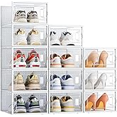 Caja de zapatos – 12 cajas de almacenamiento de zapatos, organizador de zapatos apilable de plástico transparente, zapatero c