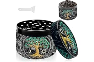 LEZEHEA Grinder Metalico para Hierbas y Especias, Hecho de duradero Aleación de zinc, Grinder de metal con filtro pala y cepillo - 50 mm (diseño de árbol)