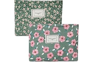 Aucuu Kosmetyczka podróżna, płócienne kosmetyczki, damskie kosmetyczki, przenośne kosmetyki z zamkiem błyskawicznym, kosmetyczka na kosmetyki, torba do makijażu dla kobiet, #5 Ciemny Zielony +