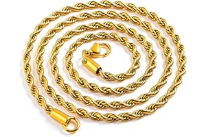 DVRK Cadena Hombre bañada en Oro 18k con Base de Acero Inoxidable 316L Resistente al Agua y al Sudor - Collar Hombre Oro 18k estilo Cordon