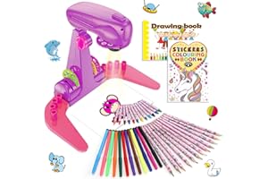 SUMSOLTIC Giocattoli per Ragazze Proiettore per Disegni Infantili con Pennarelli ad Acquerello, Libro da Colorare Unicorno e Righello Regalo per Bambine con 72 Motivi, Perfetto per Bambini di 3 4 5 6 Anni