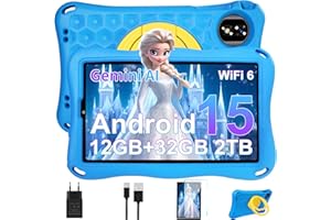 ‎DEERTIME Kinder Tablet 9 Zoll Android 15 Gemini AI, 12GB RAM + 32GB ROM (TF 1TB), Octa-Core, 2.0GHz,GMS Certified, 5G WiFi 6, Widevine L1, 5000mAh, BT5.0, 8+5MP, Kindersicherung Tablet mit EVA Case-Blau